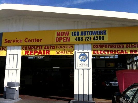 The LGB Auto storefront and service sign